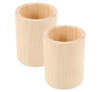 2 Pezzi Organizer Portapenne in Legno Rotondo, per Ufficio e Casa Contenitore, per Cancelleria Fai-da-Te, Design a Scomparto Singolo, Ideale Per Scrivania e Artigianato