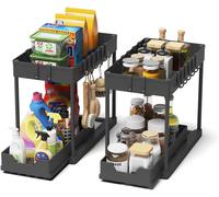2 Pezzi Organizer Sottolavello Cucina 2 Livelli, Scaffale Estraibile per Lavello
