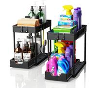 2 Pezzi Organizer Sottolavello Cucina 2 Livelli Scaffale Estraibile per Lavello