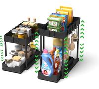 2 Pezzi Organizer Sottolavello Cucina 2 Livelli, Scaffale Estraibile per Lavello