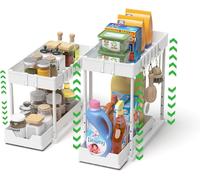 2 Pezzi Organizer Sottolavello Cucina 2 Livelli, Scaffale Estraibile per Lavello