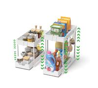 2 Pezzi Organizer Sottolavello Cucina 2 Livelli Scaffale Estraibile per Lavello