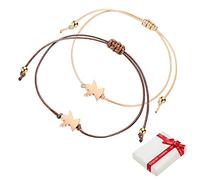 2 pezzi oro rosa Angelo Custode Bracciale Set fortunato, BFF Bracciali Amicizia Chiusura Tessuto Portafortuna Regalo per le ragazze adolescenti Donne Migliore Amico Battesimo Comunione Compleanno