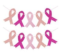 2 Pezzi Ottobre Rosa Decorazione Banner, Ghirlanda con Paillettes Nastro Rosa, Accessori per Evento di sensibilizzazione, Idea Regalo per Festa a Tema o Photobooth 2026