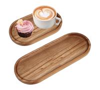2 Pezzi Ovale Vassoio Legno, 28.5 x 10.5 cm/19 x 10.5 cm Svuotatasche Legno, Rettangolare Vassoio Piccolo Caffe, Bar, Ristoranti per Contenere Dessert, Frutta, Dolci, Torte, Candele