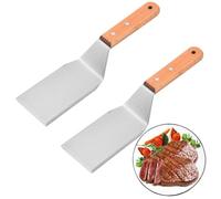2 Pezzi Paletta da Barbecue, Spatola Rettangolare in Acciaio Inox Bistecca Spatola, Con Manico Resistente al Calore, Spatola Cucina per Sollevare e Girare Hamburger, Pizza, Bistecche, Barbecue, Uova
