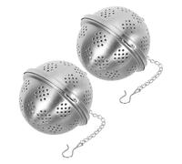 2 Pezzi Palla Spezie in Acciaio Inox, Rete Fine con Catena e Gancio