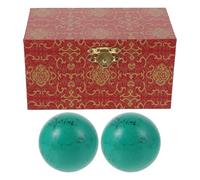 2 Pezzi Palline da Mano Turchesi Rotonde in Legno | Scatola in Legno, per Dita e Mani, Supporto per Meditazione e Riabilitazione, Verde