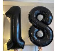 2 pezzi Palloncini a elio neri a forma di numeri grandi da circa 101,6 cm (40 pollici), palloncini per numeri grandi adatti per feste di compleanno, cerimonie di laurea, anniversari, decorazioni per f