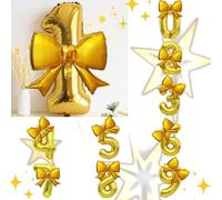 2 pezzi Palloncini a numero 0-9 da 32 pollici in oro, palloncini in foil oro opaco a fiocco, palloncini a numero grandi per feste di compleanno, decorazioni per festa di nascità 9,0,1,2,3,4,5,6,7,8PET