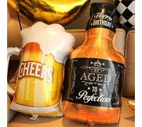 2 pezzi Palloncini in poliestere a forma di bottiglia di whisky e birra con elio, e palloncini a forma di bicchiere di birra, decori eleganti per feste di compleanno, forniture per feste di Oktoberfes