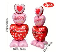 2 Pezzi Palloncino in Alluminio per San Valentino, Base a con Schemi di Colori e Rosa, per San Valentino, Dichiarazioni d'Amore, Fidanzamenti, Matrimoni e Altre Decorazioni per Feste, Decorazione per