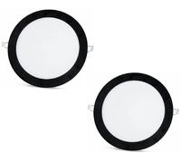 2 pezzi - Pannello LED SLIM cornice nera bianco freddo /6500K 18W / 1620Lm rotondo da incasso (alimentatore incluso) 6500K YL10-1800-S