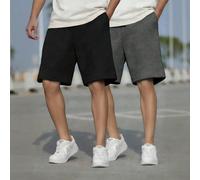 2 pezzi Pantaloncini estivi casual e versatili a gamba dritta e lunghezza al ginocchio per ragazzi e adolescenti, nero e grigio, set di alto valore 8Y,10Y,14Y,12Y,16YColore unicoPoliestere
