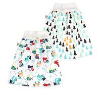 2 Pezzi Pantaloni da Allenamento per Bambini, Pannolino Assonnato Pull-up per Urina, Tessuto di Cotone con Vita Alta, M(0-4T), 1-4 Anni