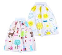 2 Pezzi Pantaloni da Allenamento per Bambini Pantaloni da Pannolino assonnato Pantaloni da apprendimento Pull-up per urina Tessuto di Cotone con Vita Alta, M(1-4T), 1-4 Anni
