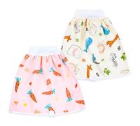 2 Pezzi Pantaloni da Allenamento per Bambini Pantaloni da Pannolino assonnato Pantaloni da apprendimento Pull-up per urina Tessuto di Cotone con Vita Alta, M(1-4T), 1-4 Anni