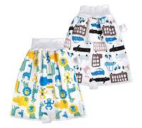 2 Pezzi Pantaloni da Allenamento per Bambini Pantaloni da Pannolino assonnato Pantaloni da apprendimento Pull-up per urina Tessuto di Cotone con Vita Alta, M(0-4T), 1-4 Anni
