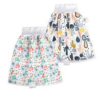 2 Pezzi Pantaloni da Allenamento per Bambini Pantaloni da Pannolino assonnato Pantaloni da apprendimento Pull-up per urina Tessuto di Cotone con Vita Alta, M(0-4T), 1-4 Anni