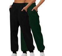 2 Pezzi Pantaloni per Le Donne a Gamba Dritta Tuta Donna Sportiva Pantalone Casual da Lavoro Casa Tinta Unita Comodi Confezione Jogging Fitness Primavera Quotidiane Esecuzione