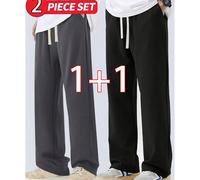 2 pezzi Pantaloni sportivi casual da uomo, vestibilità dritta e morbida, adatti per occasioni indoor e all'aperto, possono essere regalati al fidanzato e al padre, realizzati in 100% poliestere con vi
