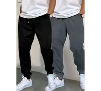 2 pezzi Pantaloni sportivi da uomo per all'aperto e running alla caviglia, tinta unita, semplici, pantaloni fitness elasticizzati in vita con laccetto, disponibili in più colori, adatti per tutte le s