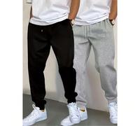 2 pezzi Pantaloni sportivi da uomo per all'aperto e running, caviglia, colore unito, semplici, pantaloni fitness, vita elastica con laccetto, disponibili in più colori, adatti per tutte le stagioni, i