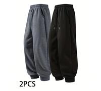 2 pezzi Pantaloni sportivi da uomo per all'aperto e running, caviglia, colore unito, semplici, pantaloni fitness, vita elastica con laccetto, disponibili in più colori, adatti per tutte le stagioni, i