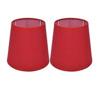 2 Pezzi Paralume a Botte 4,4 x 6 x 5,5in in Tessuto a Clip per Lampada da Terra, Lampada da Tavolo, Lampadario E14 (Rosso)