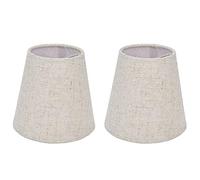 2 Pezzi Paralume Tessuto Piccolo, Paralume a Clip per Lampadine da Tavolo E14 Paralume da Tavolo Copertura della Lampada per Candela Lampadario di Cristallo Lampada da Parete, 14,2x13x9,2 cm(Beige)