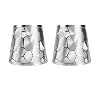 2 Pezzi Paralumi Piccoli, Paralumi a Barilotto con Clip in PVC E14, Paralumi Moderni Color Argento per Lampadari da Tavolo Lampada da Terra a Parete, 4,3 x 5,5 x 5,9 Pollici