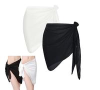 2 Pezzi Pareo Donna Mare, Chiffon Sarong Copricostume Gonna, Bikini Coprire Multiuso Beach Wrap Spiaggia Wrap Sarong Gonna Pareo Avvolgenti del Costume da Bagno per Estivo Vacanza Party Beachwear