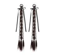 2 pezzi parrucca con doppia coda di cavallo treccia - anello for capelli simulato for donna accessorio for capelli con treccia intrecciata alla moda(Dark Brown)