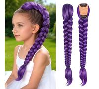 2 pezzi parrucca viola per bambini, 26" parrucca da donna per bambini, trecce viola, parrucche per travestimento da cacciatore, anime Cosplay viola parrucca Cosplay Halloween Carnevale festa Kpop