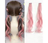 2 pezzi Parrucche ricci rosa dopamina, adatte per ragazze, possono essere tinte e decolorati, accessorio per capelli lunghi, decorazione per capelli in stile principessa dolce Colore unicoPoliestere