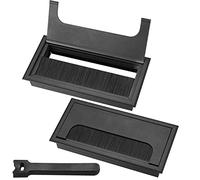2 Pezzi Passacavi Scrivania, 160x80 mm Scatola Nascondi Cavi Filo Passacavo Rettangolare con Guarnizione a Spazzola Alluminio Nero, con 10 Pezzi Fascette (nero, 160x80mm)