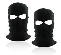 2 Pezzi Passamontagna Moto Nero, Antivento Traspirante Balaclava con 2 Fori Sottile, Ski Mask Lavorato per Uomo o Donna, Sottocasco Moto per Invernale attività all’Aria Aperta