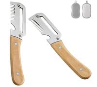 2 Pezzi Pelapatate Multifunzione 3 in 1 Manico Legno, Sbuccia Verdure, Taglia Cipolla Strisce & Apribottiglie, con 2 Spugne Pulenti, Uso Adulti ≥18 Anni, Non Arma