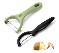 2 Pezzi Pelapatate Professionale, Pelapatate Acciaio Inox Manuale Multifunzione Manico Ergonomico per Pela Frutta Carote Cetriolo Patata (Nero, Verde)