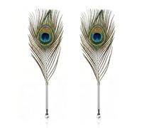 2 Pezzi Penna a Sfera con Piuma di Pavone, Penna Scrivania Elegante, Ricarica Nera, Accessorio da Ufficio per Studenti e Regali, Verde