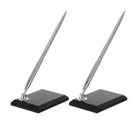 2 Pezzi Penna a Sfera da Banco con Base, Aziendale | Acrilico e Metallo, Punta , Finitura Argento, per Moduli, Reception e Tavoli di Registrazione