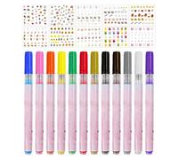 2 Pezzi Penna Per Manicure, 10 Cartoni Animati Adesivi Per Manicure, Fila Per Manicure Arte, Strumenti Per Arte Manicure Fai-Da-Te, Strumenti Di Graffiti Per Unghie