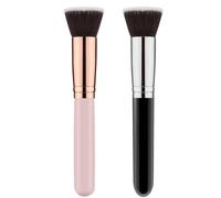 2 Pezzi Pennello Fondotinta, Pennelli Trucco con Punta Piatta per Lucidare, Applicare Fondotinta, Arrossire, Contouring Creme