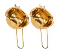 2 Pezzi Pentola per Fondere Cioccolato in Acciaio Inox 400ml Oro | Doppio Beccuccio, Manico Resistente al Calore, e Coperture Dolci, Adatta a Molte Casseruole Domestiche