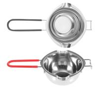 2 Pezzi Pentola per Fusione Cioccolato 400ml in Acciaio Inox 304 | Manico Termoresistente e Doppio Beccuccio, Versamento Facile, Design senza Giunte, per Cucina e Cera