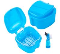2 pezzi per la pulizia delle parentesi graffe, scatola per protesi, scatola per protesi, contenitore per dentate, contenitore per protesi dentate, contenitore con spazzole per la pulizia dei denti