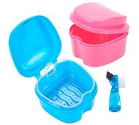 2 pezzi per la pulizia delle parentesi graffe, scatola per protesi, scatola per protesi, scatola per dentate, contenitore per protesi dentate, contenitore con spazzole per la pulizia dei denti