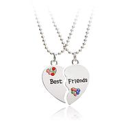 2 pezzi per set Best Friends Forever Collana di cristallo Varie parti Perline con ciondolo a cuore Collana a catena Gioielli di amicizia per donne e ragazze Molto pratico e popolare Dexterous and prof