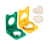 2 pezzi per tagliapanini senza crosta, cuore/rotondo (giallo/verde)