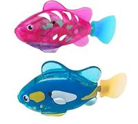 2 Pezzi Pesce Giocattolo di plastica riutilizzabile, Robot da bagno, Rosa e blu navy